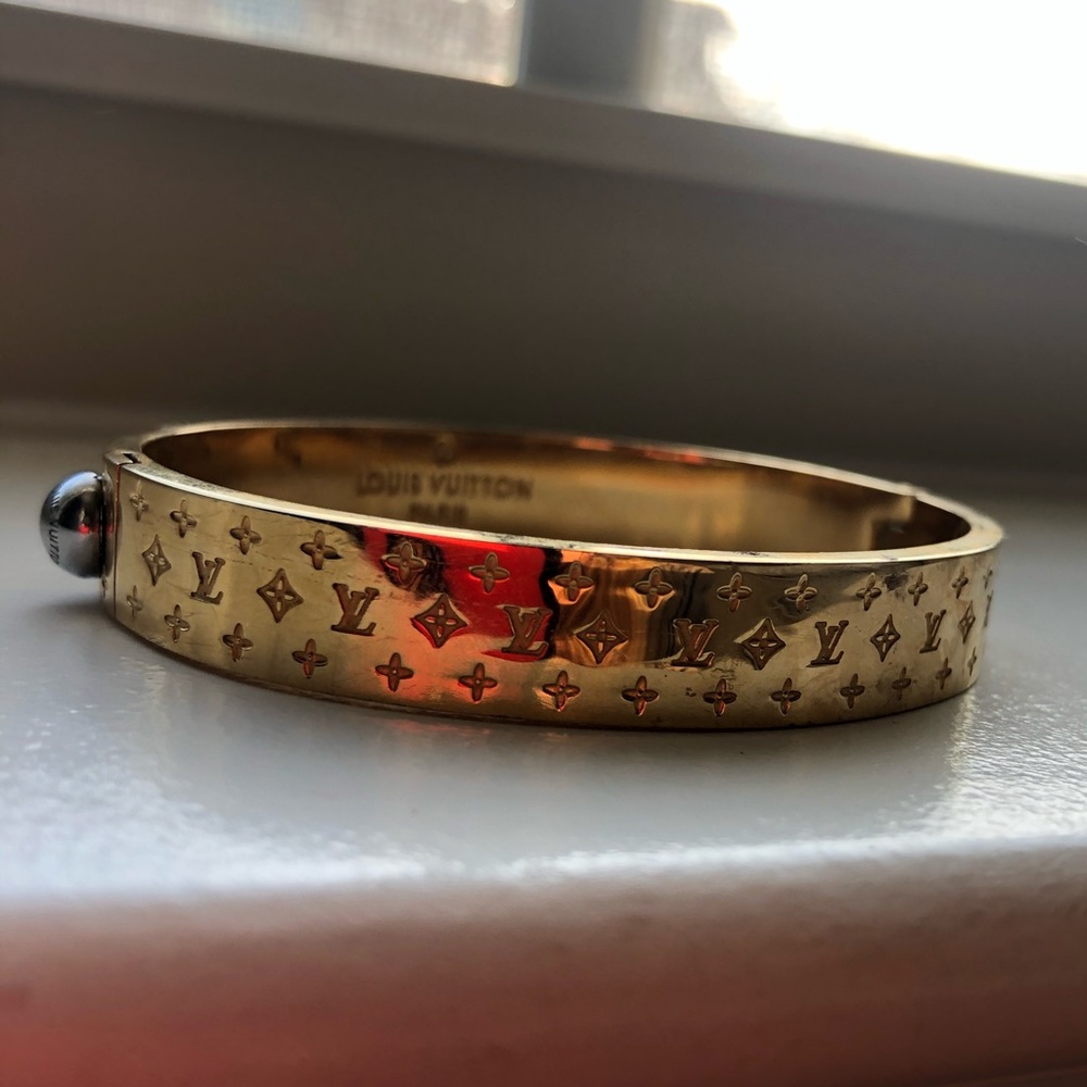 Gold Louis Vuitton Nanogram Cuff Bracelet